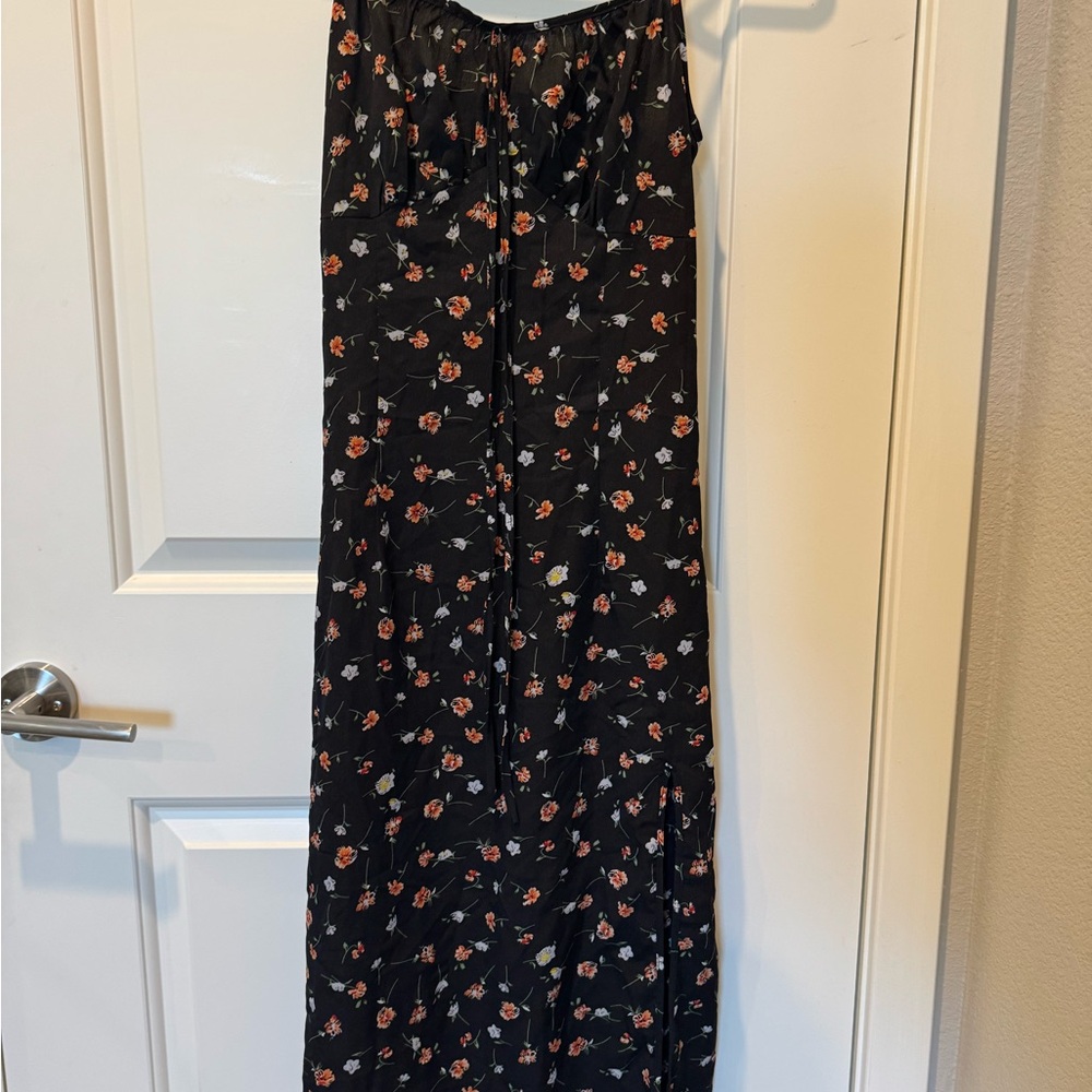 Floral Black Midi Dress